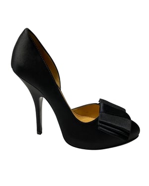 Lanvin Bow Pumps 120 in Black Satin Leather