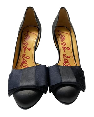Lanvin Bow Pumps 120 in Black Satin Leather
