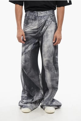 Lösa jeans med statytryck 38 cm i blått, grått