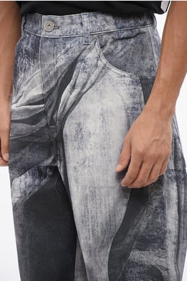 Lösa jeans med statytryck 38 cm i blått, grått