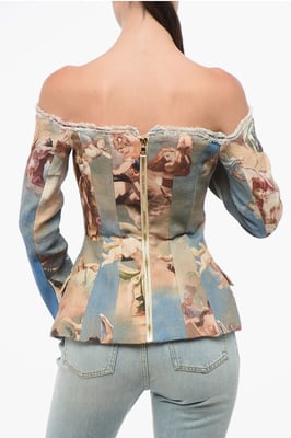 Mönstrad Linnekavaj Med Off Shoulder I Flerfärgad