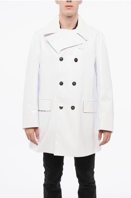 MM14 Vattentät Trenchcoat med sammetskrage i vitt