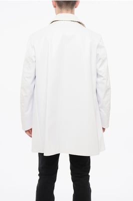 MM14 Vattentät Trenchcoat med sammetskrage i vitt