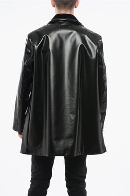 MM4 MM14 Vattentät Trenchcoat med sammetskrage i svart