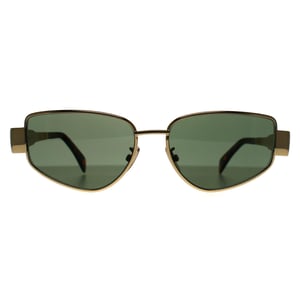 Celine Cat Eye Womens Shiny Endura Gold Green Metal Triomphe CL40293U