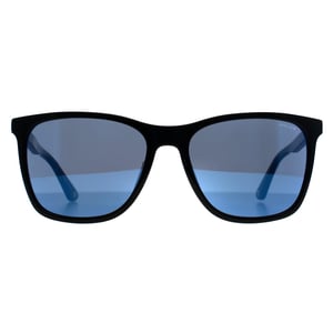 Police Square Mens Shiny Black Smoke Mirror Blue SPL872N Origins 1