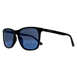 Police Square Mens Shiny Black Smoke Mirror Blue SPL872N Origins 1