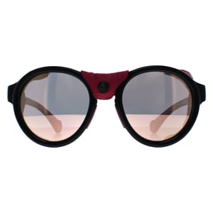 Moncler ML0046 01C glanzend zwart roze rookspiegel zonnebril