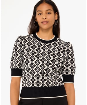 Spade Flower Puff Sleeve Sweater