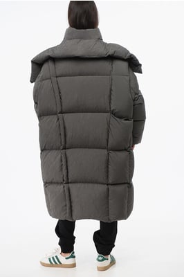 MM6 Quilted Maxi Dunjacka med Avtagbar Huva i Grå