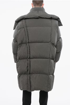 MM6 Quilted Maxi Dunjacka med Avtagbar Huva i Grå