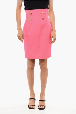 Dubbelknäppt designad ulllonguette i rosa