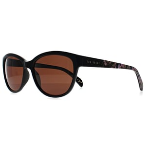 Ted Baker TB1605 Amie 011 glanzend zwart bloemen bruin zonnebril