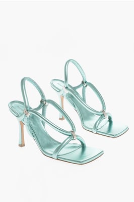 Lädersandaler Metallic Look 9 cm i Ljusblått