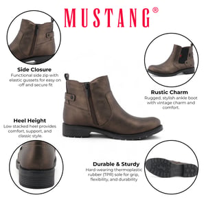 Mustang Dames Goudbruine Chelsea Enkellaarsjes