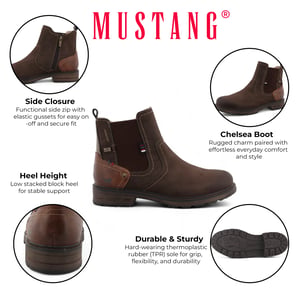 Mustang Mokka Brown waterbestendige Chelsea enkellaarsjes voor heren