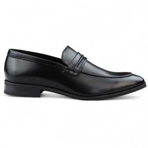 Svarta slip-on loafers med läderfoder för män