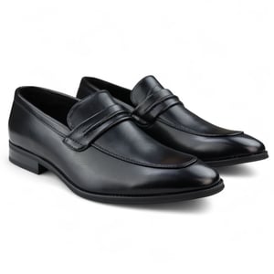 Svarta slip-on loafers med läderfoder för män