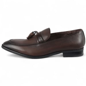 Bruna klassiska loafers med tofs för män, formella skor