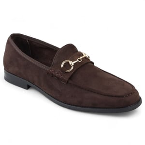 Herrloafers i brun mocka med foder och läder