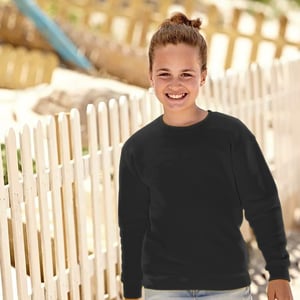 Fruit Of The Loom Kids Unisex klassieke 80/20 set-in sweater (Zwart)