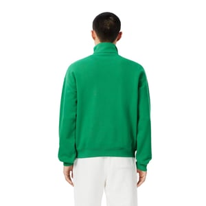 Lacoste Uniseks Zip Neck Sweatshirt met accenten voor volwassenen Loose Fit (Groen)