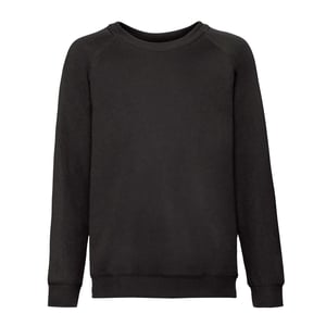 Fruit of the Loom Childrens/Kids Classic Raglan Sweatshirt (Black)