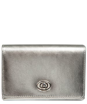 'Adriana' Metallic Silver Leather Purse