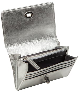 'Adriana' Metallic Silver Leather Purse