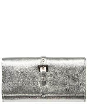 'Flavia' Metallic Silver Leather Purse