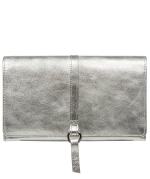 'Floriana' Metallic Silver Leather Purse