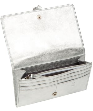 'Floriana' Metallic Silver Leather Purse