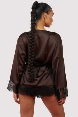 Wolf & Whistle Alaia Chocolate Brown Caged Kimono