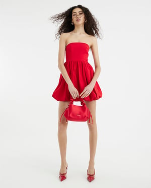 River Island Womens Mini Dress Red Bandeau Bubble Hem
