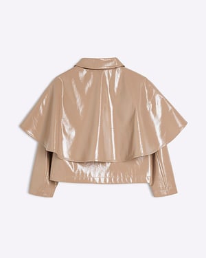 River Island Girls Cape Jacket Beige Faux Leather