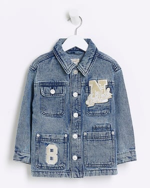 River Island Mini Boys Denim Jacket Blue Badged