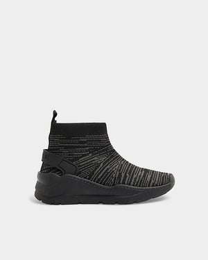 River Island Mini Boys Sock Trainers Black High Top