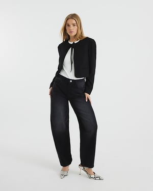 River Island Womens Blazer Black Tie Front