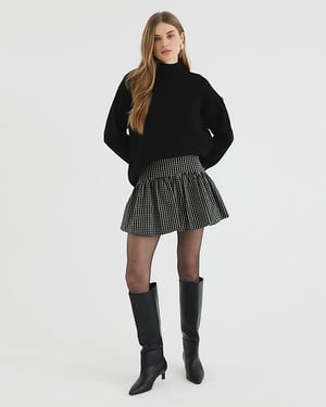River Island Womens Mini Skirt Black Check Bubble Hem