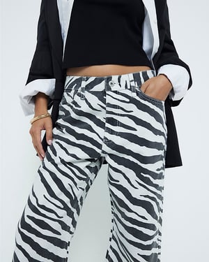 River Island Womens Straight Jeans Petite Black Zebra Relaxed