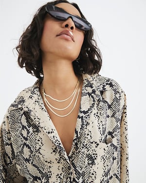 River Island Womens Shirt Cream Oversized Snake