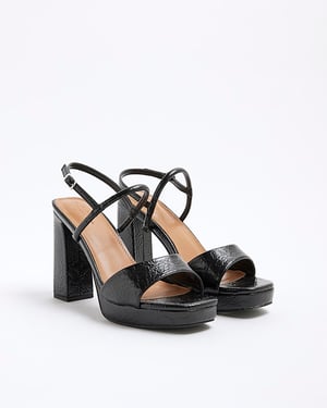 River Island Womens Slingback Sandals Black Wide Fit Platform