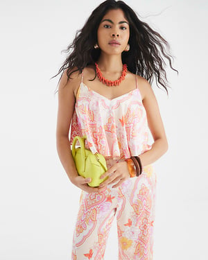 River Island Womens Jumpsuit Pink Paisley Print Wide Leg