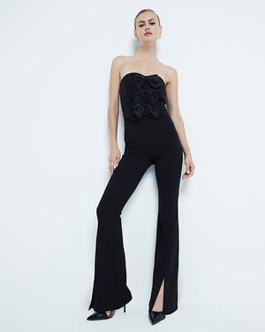 River Island Womens Jumpsuit Black Bow Bandeau