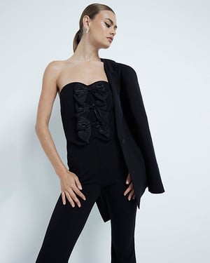 River Island Womens Jumpsuit Black Bow Bandeau