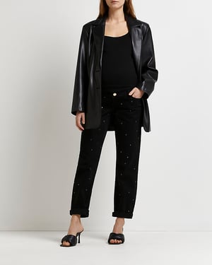 River Island Womens Mom Jeans Black Mid Rise Maternity