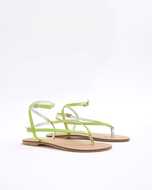 River Island Womens Thong Sandals Lime Toe