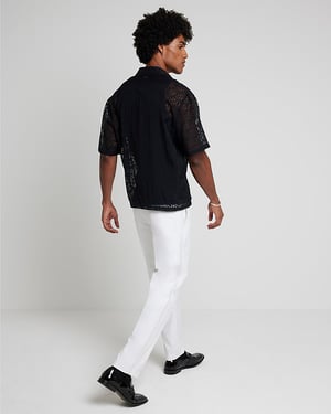 River Island Mens Tuxedo Trousers White