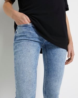 River Island Womens Skinny Jeans Blue Mid Rise Maternity