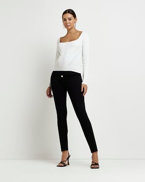 River Island Womens Skinny Jeans Black Molly Mid Rise Maternity